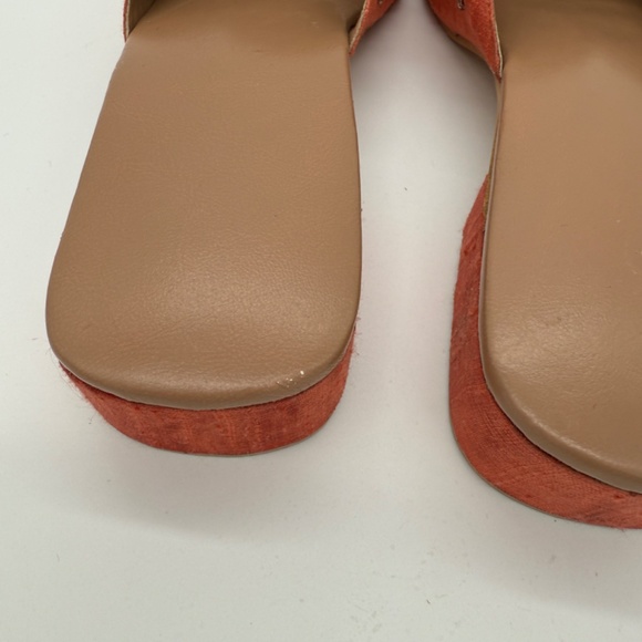 Exotic Orange Dupioni Silk Embroidered Slides w/ Gold Beading | Size 10 - Picture 6 of 11